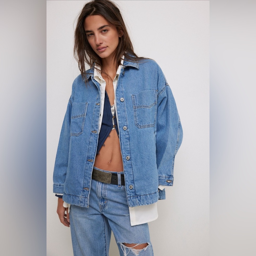 We The Free Light Blue Denim Jean Jacket